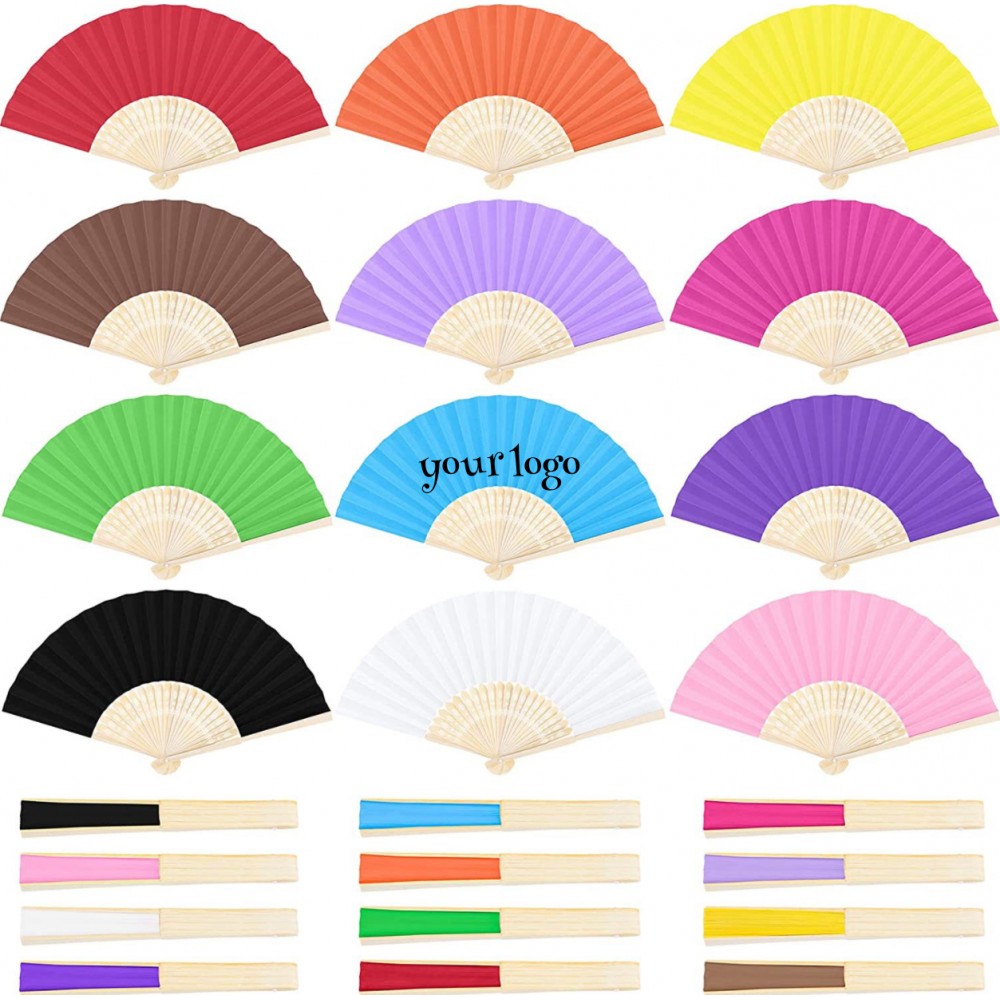 Bamboo Handheld Paper Folded Fans