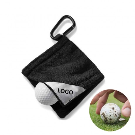 Microfiber Custom Golf Towel With Clip 5.5"w x 5.5"h