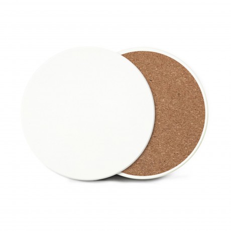 4" x 4" Round Cork Ceramic Coaster