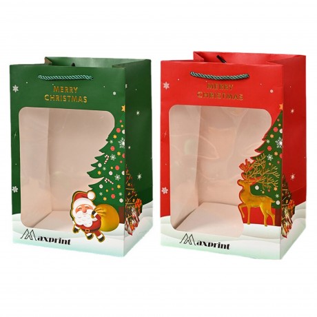 Christmas Kraft Paper Gift Bags With Window