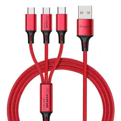 3 IN 1 USB Nylon Mobile Phone Charging Cable