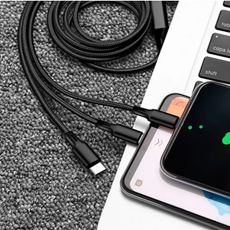 3 IN 1 USB Nylon Mobile Phone Charging Cable