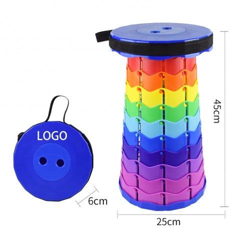 Rainbow Portable Telescopic Stool Folding Chair Camping Sturdy Seat