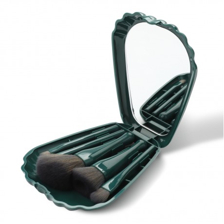 5-Piece Shell Mirror-Cased Travel Makeup Brush Set