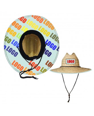 Lifeguard Hollow Straw Hat With Custom Patch