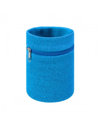 Cotton Sport Wristband With Zipper Pocket