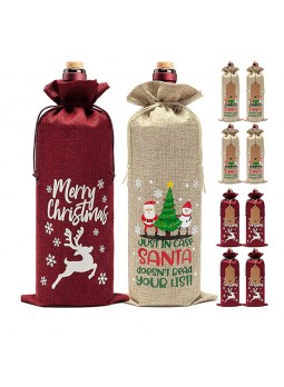 Burlap Wine Bottle Bags with Drawstring Party Favor