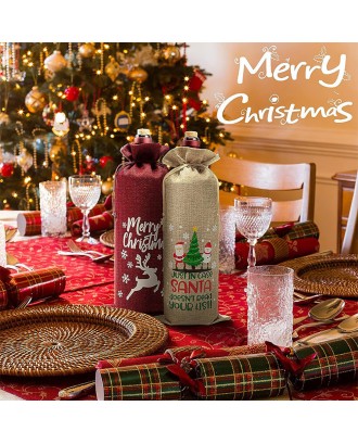 Burlap Wine Bottle Bags with Drawstring Party Favor