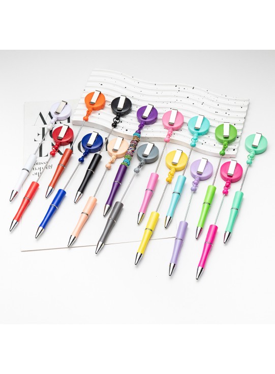 Easy Pull Buckle Ballpoint Plastic DIY Beadable Pen