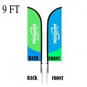 9' Custom Double-Sided Feather Flag with Spike Base