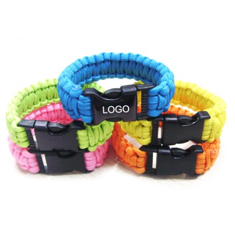 Survival bracelet / wristband with various of colors on paracord, size 9" x 7/8"